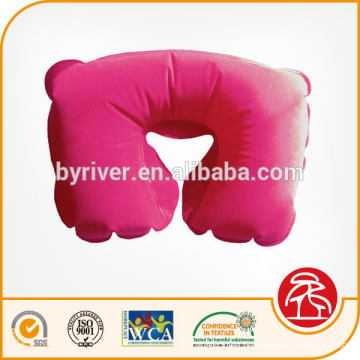 Pink inflatable flocked beach/jumping/water/travel neck pillow